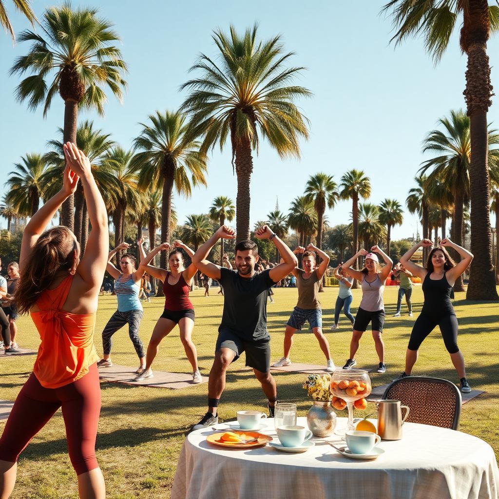 Outdoor functional workout session in a Valencia, Spain park